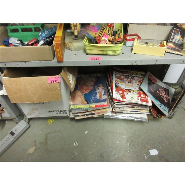 Shelf Lot of Magazines, Posters and More