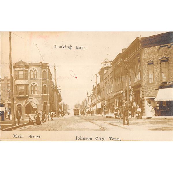 Main Street Looking East Johnson City, Tennessee Real Photo Postcard