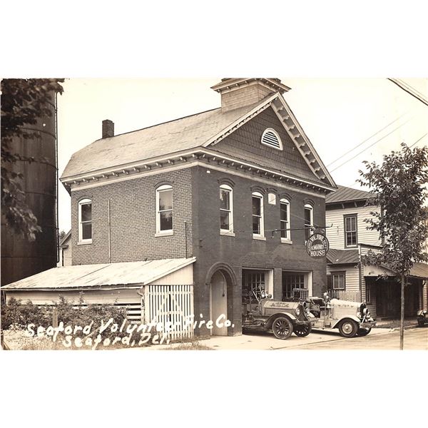 Seaford, Delaware Volunteer Fire Co. House Fire Engine Real Photo Postcard