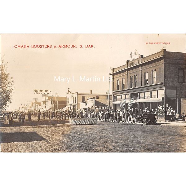 Armour, South Dakota Parade Omaha Bootster Real Photo Postcard