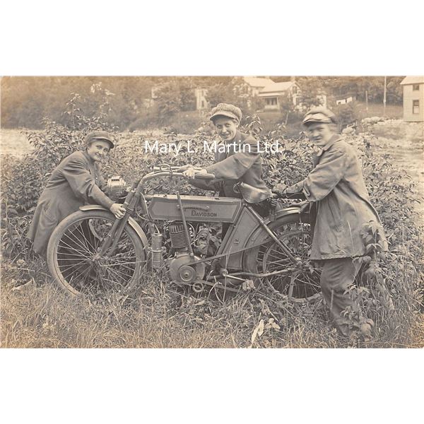 Harley Davidson Motorcylce 3 Women Real Photo Postcard