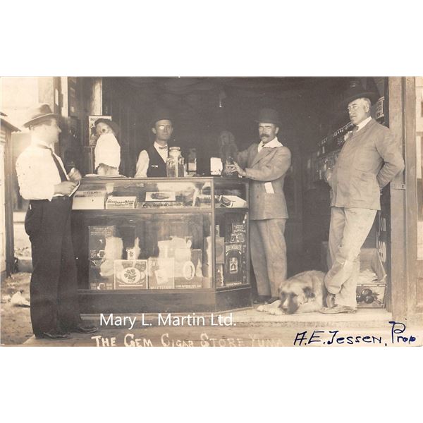 Yuma, Arizona The Gem Cigar Store Front Interior Display Case Real Photo Postcard