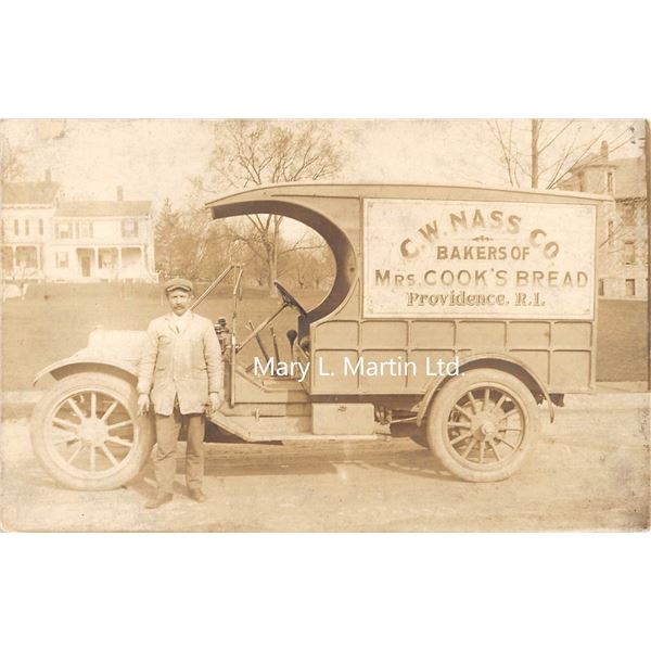 Providence, Rhode Island C.W. Nass Co Bakers of Mrs. Cook's Bread Delivery Truck Real Photo Postcard