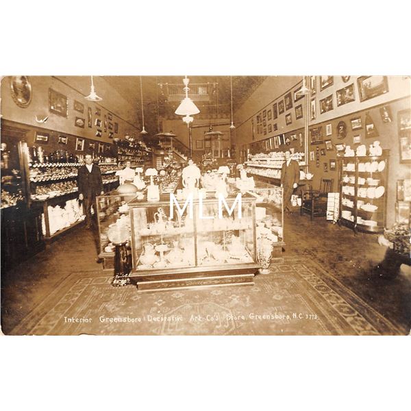 Greensboro, North Carolina Decorative Art Co.'s Store Interior Real Photo Postcard