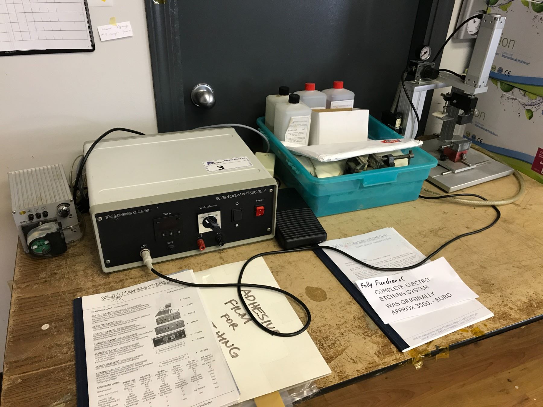 SCRIPTOGRAPH SG200 COMPLETE ELECTRO ETCHING SYSTEM WITH SUPPLIES - Able ...