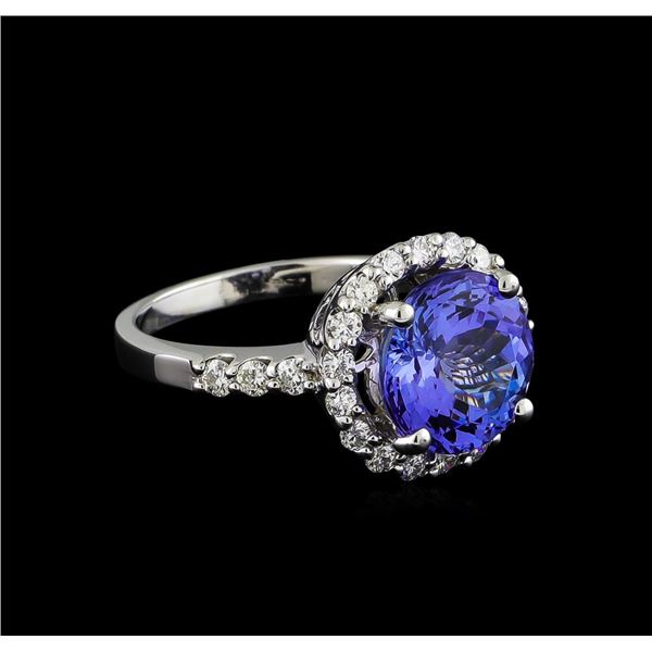 4.34 ctw Tanzanite and Diamond Ring - 14KT White Gold