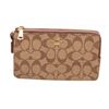 Image 1 : Coach Beige Logo Canvas Double Zip Wristlet