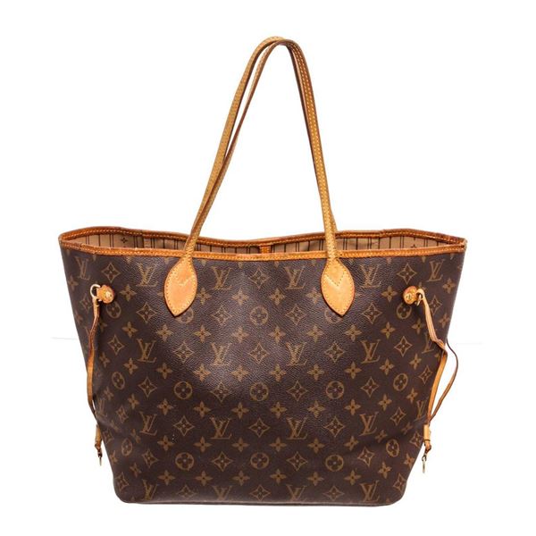 Louis Vuitton Monogram Canvas Leather Neverfull MM Tote Bag