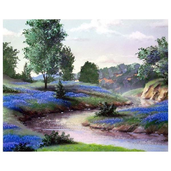 Ken Shotwell, "Blue Field II" Hand Signed Original Panting with Certificate of A