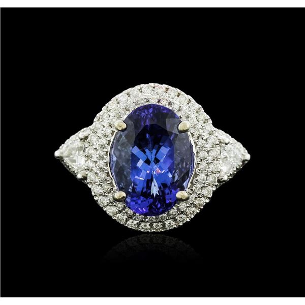 14KT White Gold 3.50 ctw Tanzanite and Diamond Ring