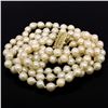 Image 3 : Three Strand Baroque Pearl 14" Choker Necklace w/ 14K Yellow Gold Filigree Clasp
