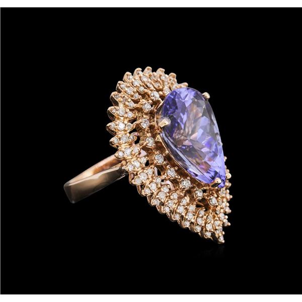 8.88 ctw Tanzanite and Diamond Ring - 14KT Rose Gold