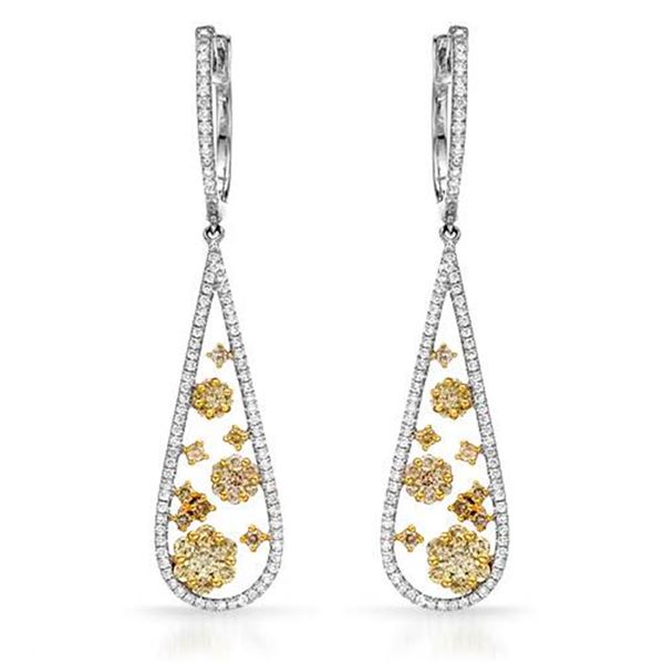 18k White Gold 1.86CTW Diamond Earrings, (SI1-SI2/VS2-SI1/G-H)