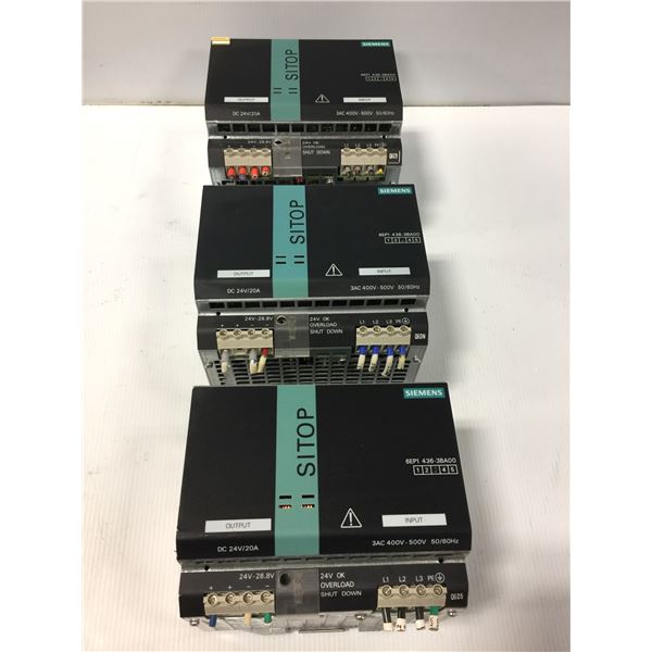 (3) - SIEMENS 6EP1436-3BA00 SITOP MODULAR 20A 1/2 PH POWER SUPPLIES