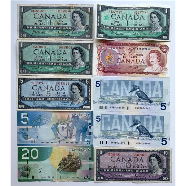 Fancy Number Bank of Canada Note Lot