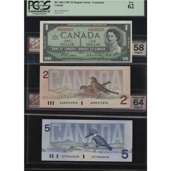 Bank of Canada - Lot of 3 Graded Notes