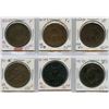 Image 1 : Br. 867, 871, 874.  Lot of six thistle halfpennies.