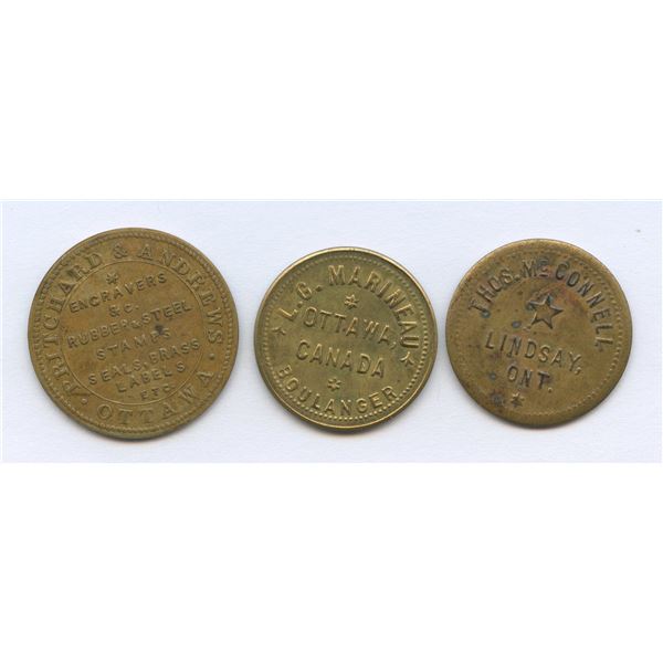 Br. 741, 764, 772.  Group of three Ontario tokens.