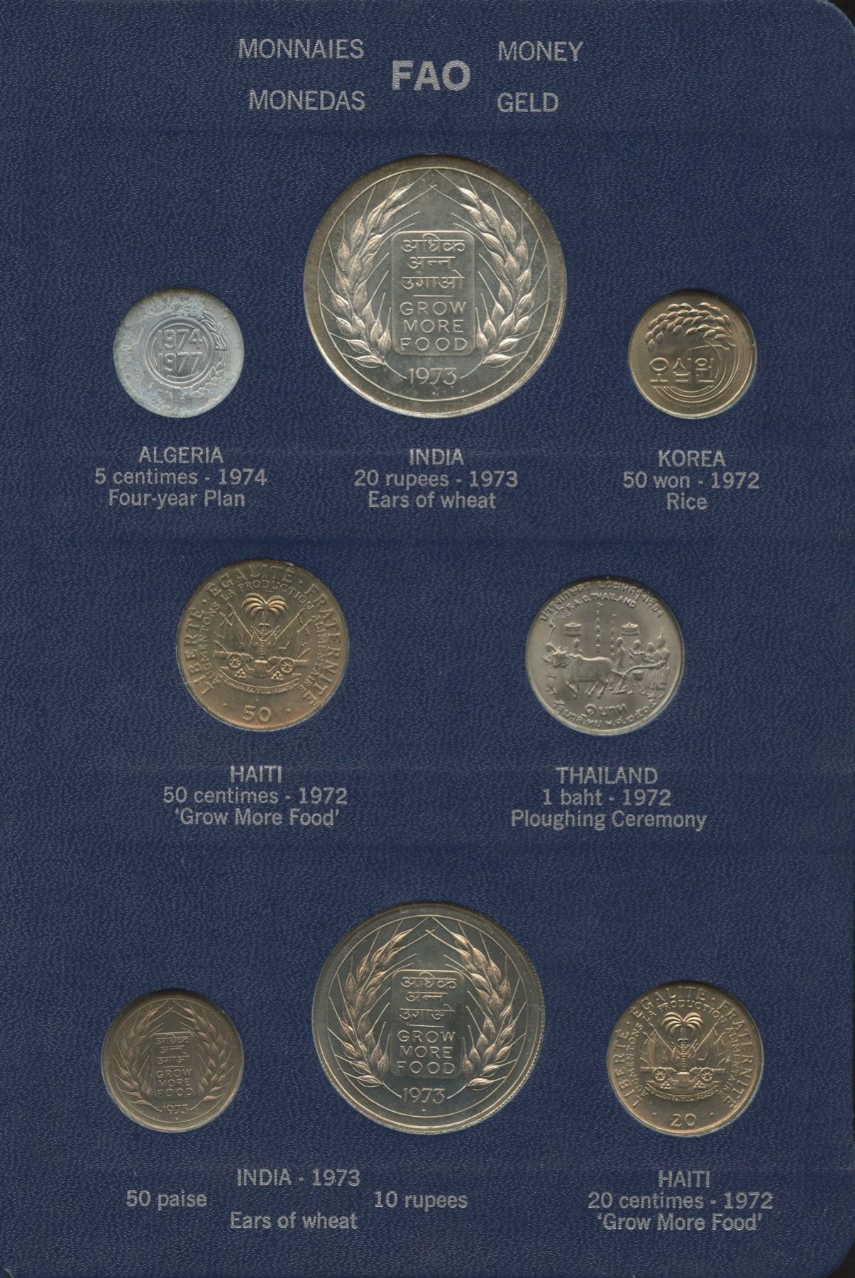 19711973 Complete BLUE FAO World Coin Album W/ Silver/Proof Coins As