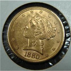 1880 $5 LIBERTY GOLD COIN