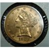 Image 1 : 1882 $5 LIBERTY GOLD COIN