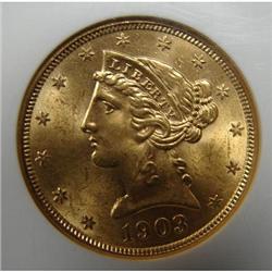 1903-S $5 LIBERTY GOLD COIN