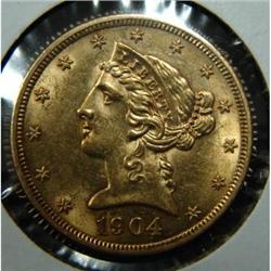 1904 $5 LIBERTY GOLD COIN