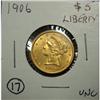 Image 2 : 1906 $5 LIBERTY GOLD COIN