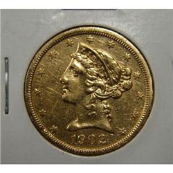 1902-S $5 LIBERTY GOLD COIN