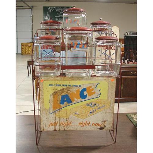 Lance Food Rack LANCE CRACKER RACK WITH 6 JARS WITH LIDS