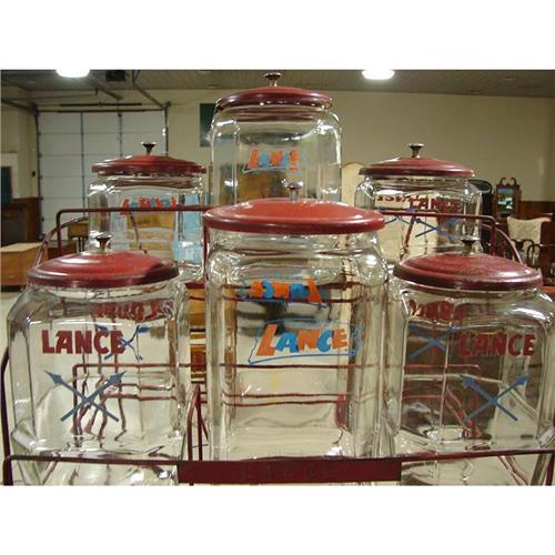 Lance Food Rack LANCE CRACKER RACK WITH 6 JARS WITH LIDS
