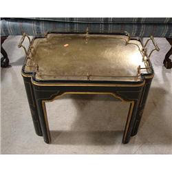BRASS & LAQUERED ORIENTAL COFFEE TABLE