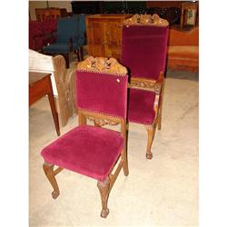 ORNATE OAK VICTORIAN PARLOR CHAIRS