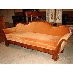 WALNUT VICTORIAN ROLLED ARM SOFA