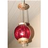 Image 1 : VICTORIAN CRANBERRY GLASS HANGING LAMP