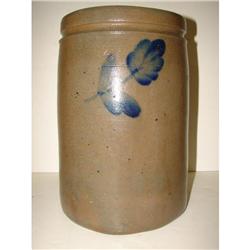 BLUE DECORATED STONEWARE CROCK