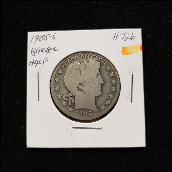 1905-S Barber Head Half