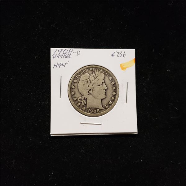 1908-D Barber Head Half