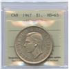 Image 2 : 1947 Silver Dollar - Blunt 7