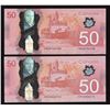 Image 1 : Fancy Numbers Bank of Canada $50 2012 - Lot of 2