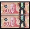 Image 2 : Fancy Numbers Bank of Canada $50 2012 - Lot of 2