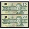Image 2 : Bank of Canada $20, 1991 - Lot of 2 Consecutive AIX Replacements