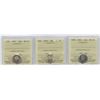 1965, 1966 & 1967 Ten Cents - Lot of 3 ICCS Graded Coins