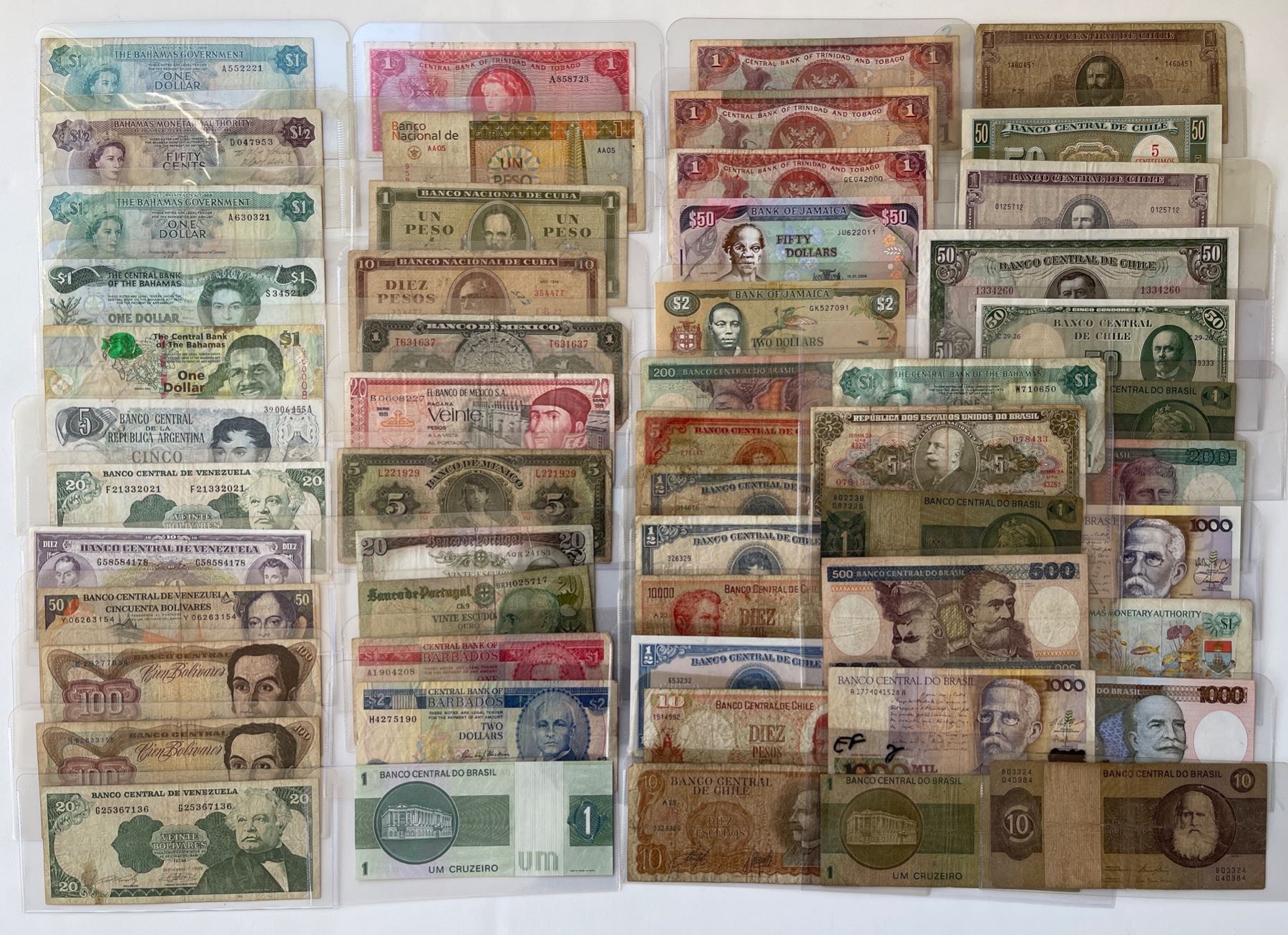 Large World Paper Money - Lot of 204 Banknotes