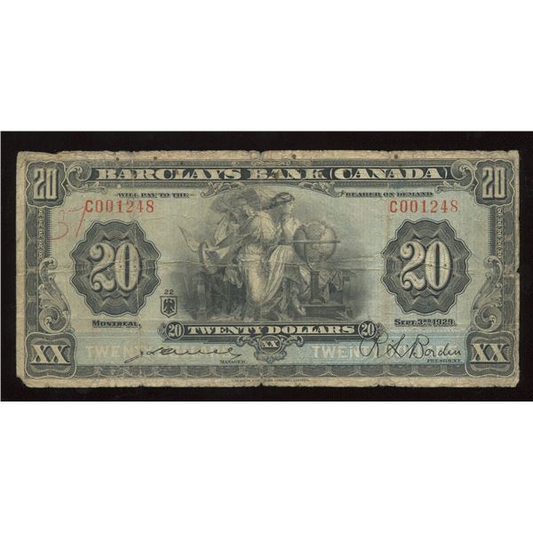 Barclays Bank $20, 1929