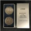 Image 1 : TWO 1900  HISTORIC U.S. SILVER DOLLARS .900 SILVER COMPLETE WITH BOX