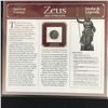 Image 1 : ZEUS SILVER TETRADRACHM COIN 317-305 BC COMPLETE WITH INFO CARD