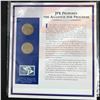 Image 2 : JFK PROPOSES THE ALLIANCE FOR PROGRESS 1976  X2  50 CENT PIECES AND STAMP  COMPLETE WITH INFO CARD