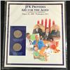 Image 1 : JFK  PROVIDES FOR THE AGED 2006 X2 50 CENT PIECES AND STAMP COMPLETE WITH INFO CARD