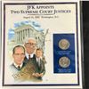 Image 1 : JFK APPOINTS TWO SUPREME COURT JUSTICES 2007  X2  50 CENT PIECES AND STAMP COMPLETE WITH INFO CARD